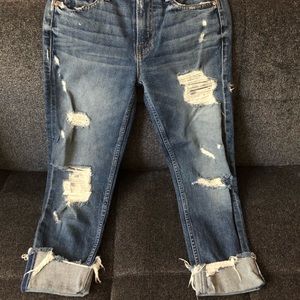 MOTHER The Sinner Ripped Ankle Jeans